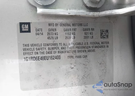 2014 Chevrolet Volt from USA, damaged, VIN 1G1RD6E48EU162400